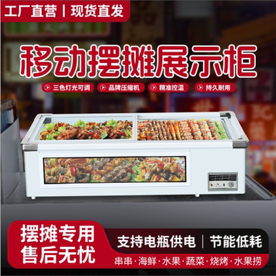 三轮车夜市移动摆摊专用冷藏展示柜烧烤串串保鲜台式冷冻冰箱冰柜