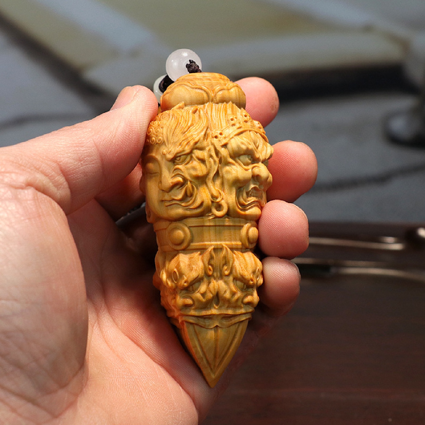 黄杨木雕刻随身盘玩男士木质手把件把玩文玩金刚降魔杵汽车小挂件