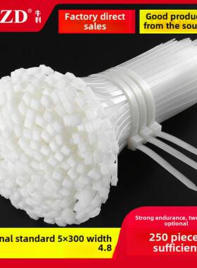 5X300尼龙线扣国家标准塑料塑料带自锁白色线扣线缆管理带黑色线