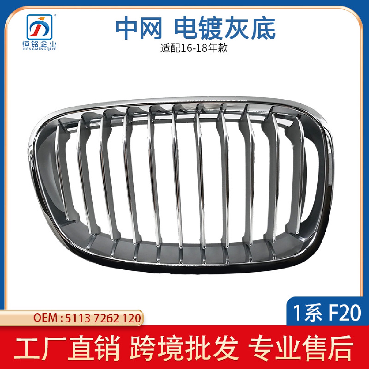 适用于宝马BMW1系F20F21中网灰电镀51137262119/51137262120