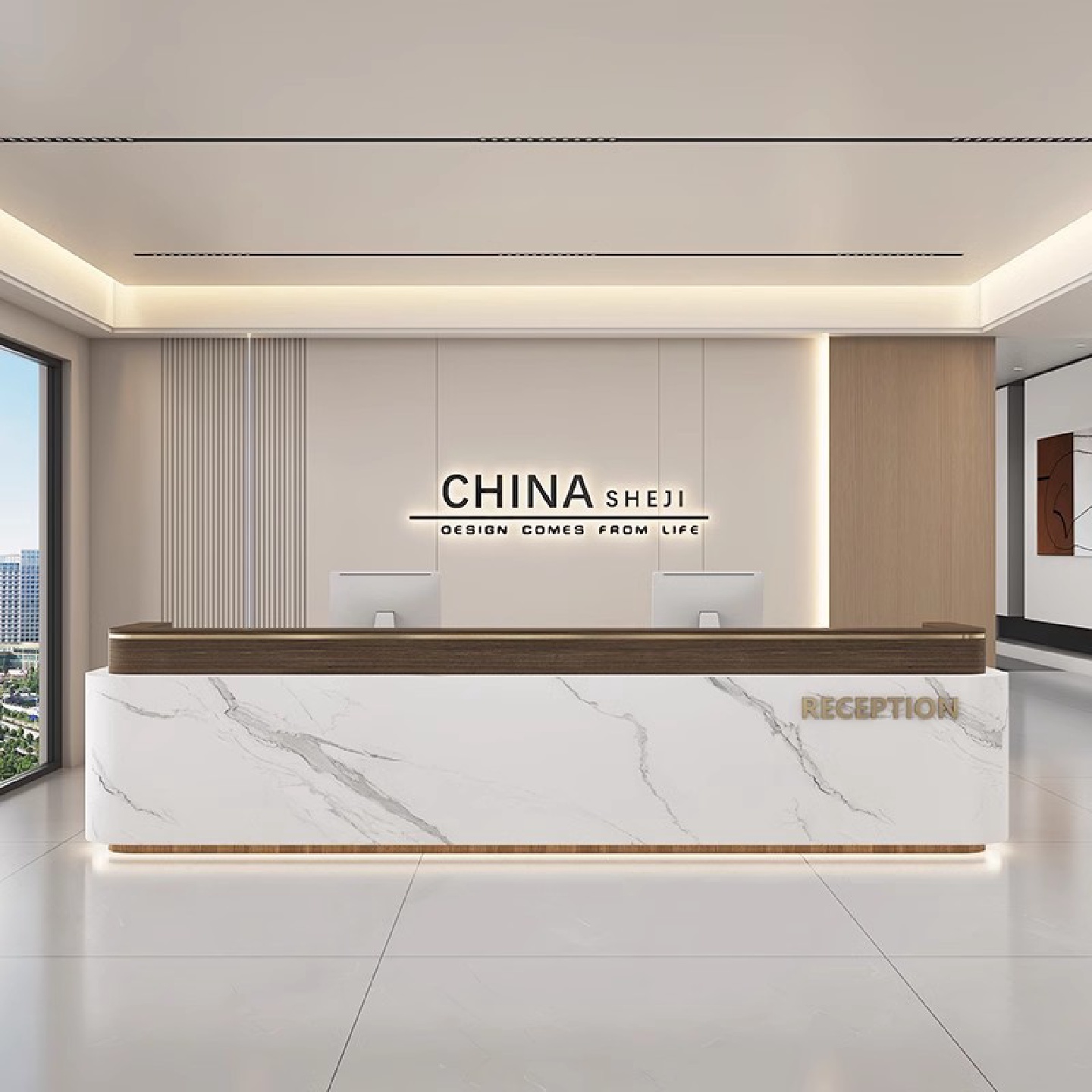 公司前台接待台简约现代烤漆酒店服务大厅培训机构吧台收银台柜台