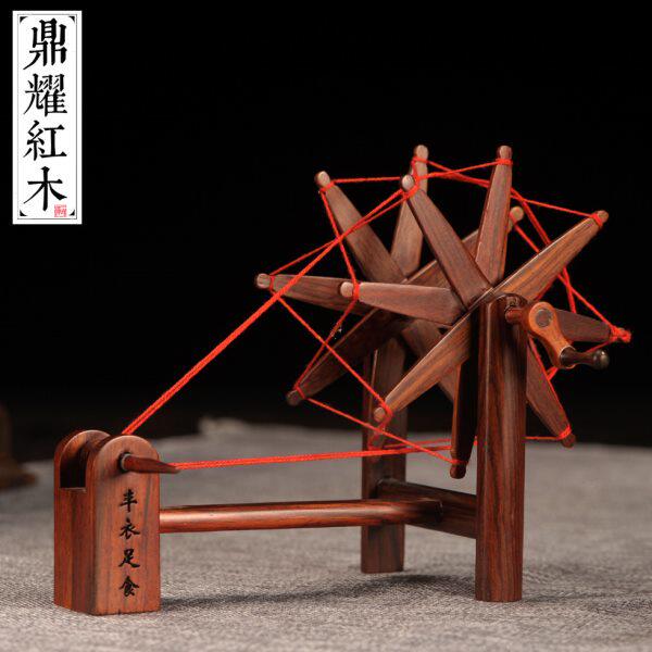国风田园微型平板车独轮车纺车水车石臼明清博物馆展览模型摆件
