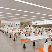 学校工厂食堂餐桌椅服务区快餐店桌椅连体四人位组合员工饭堂桌椅