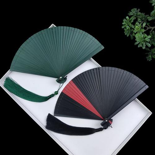 全竹折扇镂空折叠迷你扇子5寸6寸随身中国风古风红黑色古典舞之新