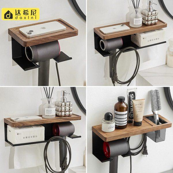 轻奢吹风机置物架免打孔胡桃木电吹风收纳挂架卫生间洗漱架风筒架,家庭/个人清洁工具,吹风机置物架,淘宝优惠券,粉丝福利购,淘宝优惠卷