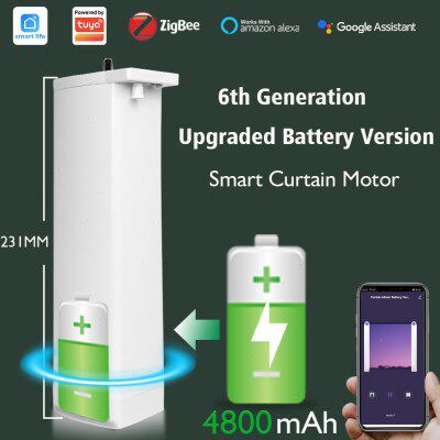 涂鸦zigbee锂电智能窗帘电机免布线可充电电动窗帘电机Type C 5V