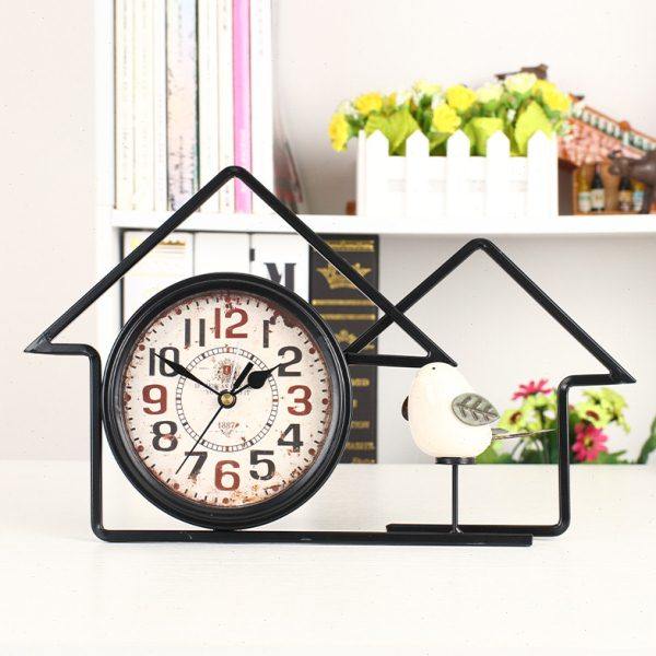 乡村房屋复古铁艺静音座钟个性桌面钟书桌仿古时钟鸟钟装饰钟表,家居饰品,立钟/落地钟,淘宝优惠券,粉丝福利购,淘宝优惠卷