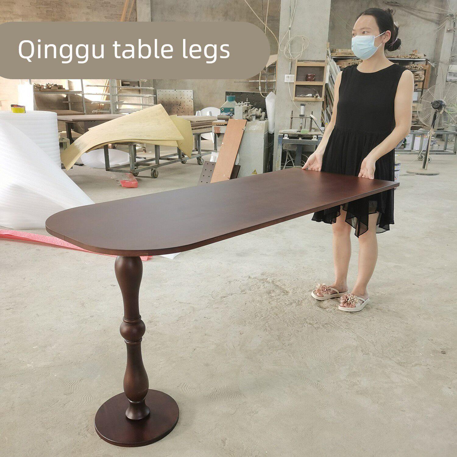 法式实木桌腿半岛台吧台支撑腿改装茶几葫芦圆球覆古餐桌家具木腿