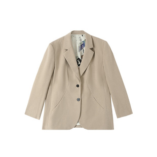 李大琪【金融女孩】纯色简约百搭涂鸦内里休闲西装上衣外套