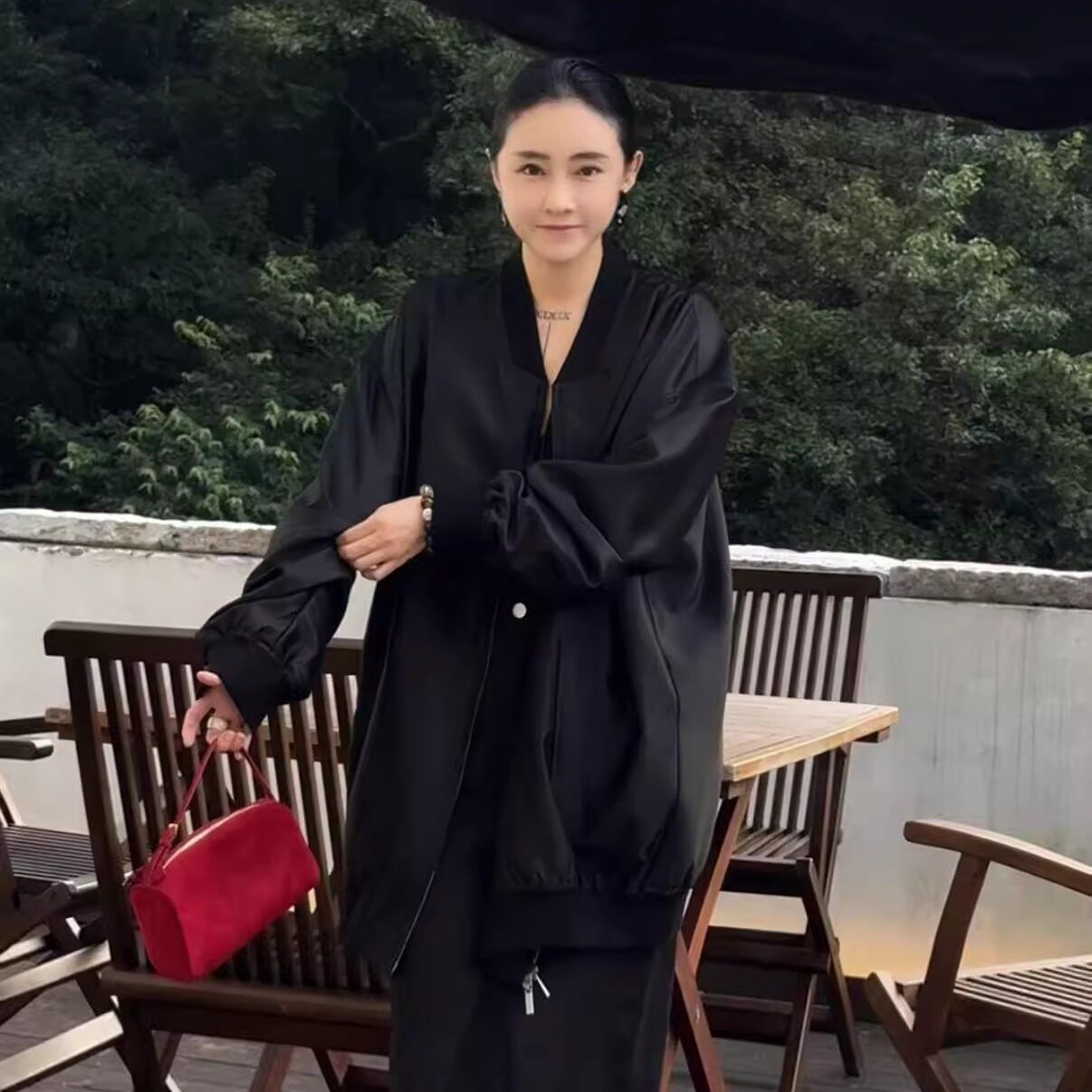 【茧型棒球服】秋季春秋休闲中长款百搭双拉链上衣外套气质夹克