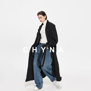 李大琪【随性】气质千金风山羊绒绵羊毛呢外套长款大衣