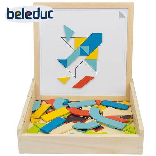 磁性贝乐多磁性几何拼图游戏盒儿童益智早教盒创造力形状认知拼图