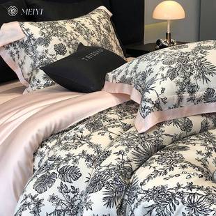 丝滑被套冰丝床单床上用品 印花100S兰精天丝四件套夏季 美式 数码