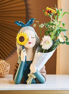 斯堪的纳维亚无障碍豪华花束女孩装饰品花瓶创意客厅电视柜入口家