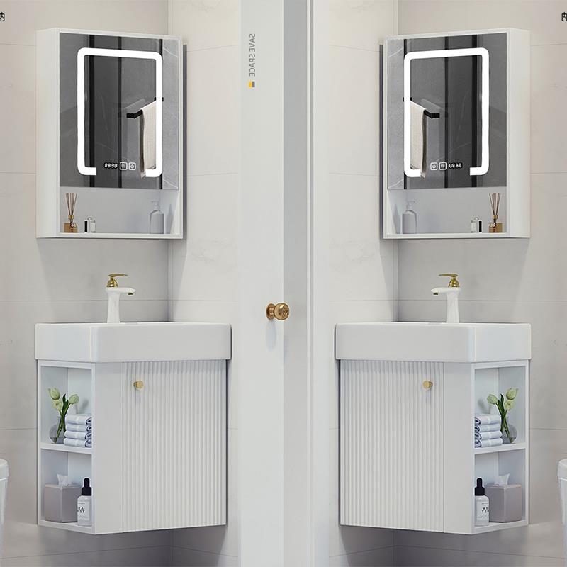 智能镜小户型浴室柜50CM实木现代简约小号挂墙落地式洗手盆柜组合
