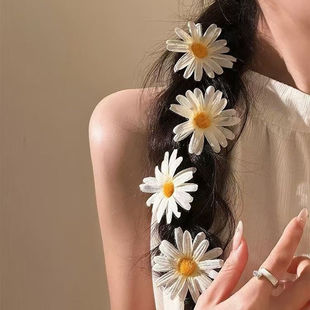 氛围小雏菊韩版 氛围拍照侧边发饰女 夹子清新甜美花朵鸭嘴发夹新款