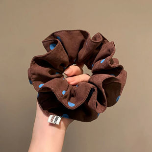 复古波点大肠发圈女高级感超大号扎头发丸子头发绳半扎发头花发饰