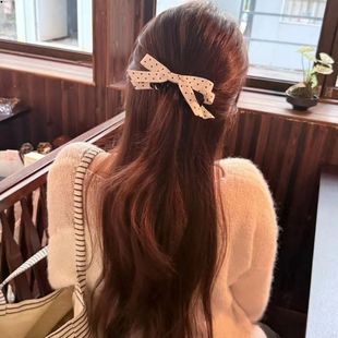 芭蕾风蝴蝶结波点迷你发夹女夏后脑勺气质百搭马尾发卡新款 发饰女