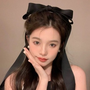 五一拍照Jennie同款 超大蝴蝶结发夹少女芭蕾风丝带弹簧夹头饰飘带