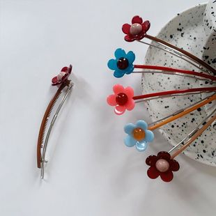 阿兹娜同款 青蛙花朵一字发夹夹子后脑勺优雅盘发森系洋气精致防滑