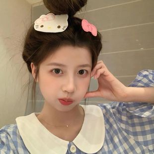 超可爱 整理碎发魔术贴发卡化妆敷面膜无痕刘海贴粘发贴 KT脑袋