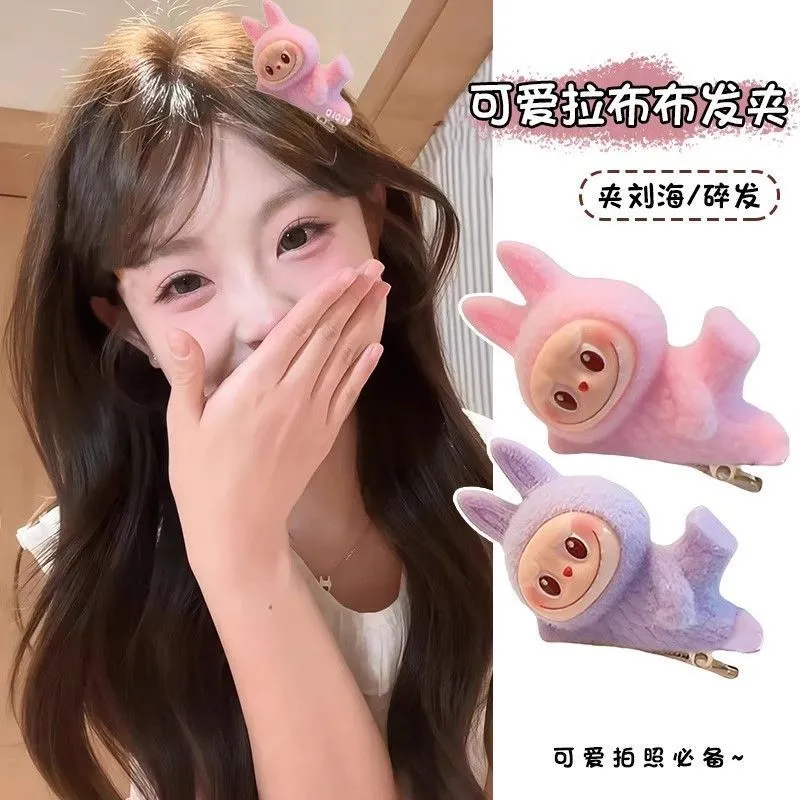 拉布布新款labubu发夹小公仔发夹可爱少女侧边刘海鸭嘴卡通发饰女