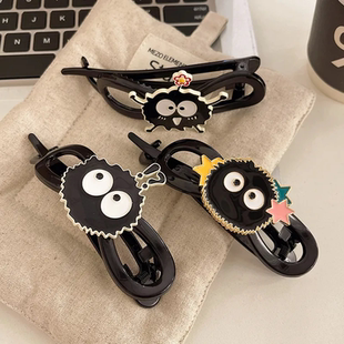 萌趣可爱煤球一字夹扭扭夹女2025新款 后脑勺盘发夹韩国高级感发饰