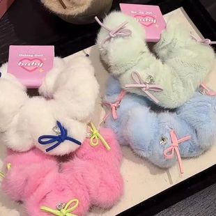 秋冬蝴蝶结发圈大肠新款 马尾可爱毛绒橡皮筋发绳头发发饰洋气头饰