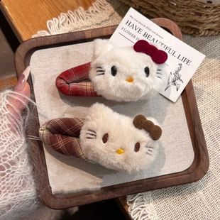 秋冬韩系甜美可爱kt毛绒掰掰发夹发卡少女刘海卡通新款发饰bb夹子