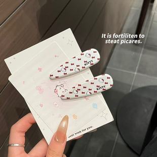 可爱甜美珍珠白KT椭圆发夹卡通少女刘海侧边夹百搭发卡发饰发夹按