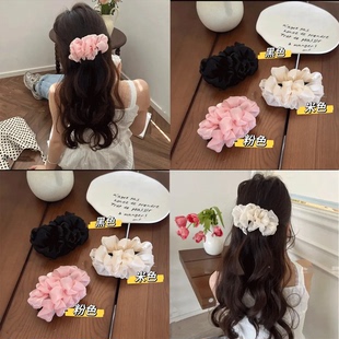 新款 浮花霁月蓬蓬香蕉横着温柔仙气超仙显发量发夹扭扭女 抓夹横款