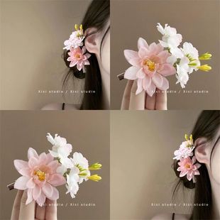 春日古风日系度假风樱花发夹 氛围感刘海夹超仙刘海夹前额边夹