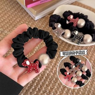 百搭高弹力马尾橡皮筋发绳简约 卡通小狗头绳时尚 可爱2025新款 夏季