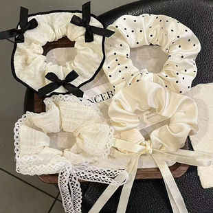 韩系蝴蝶结大肠发圈蕾丝花边马尾发绳温柔少女芭蕾甜妹头绳发饰女