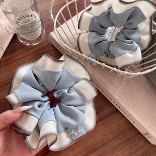 轻奢高级感韩系小清新蓝灰色大肠发圈气质甜美低马尾扎发头绳发绳