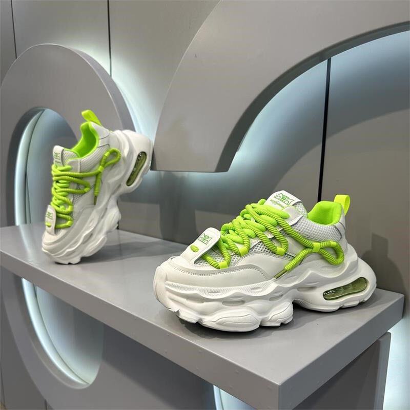 2024新款薄款小白鞋增高透气网面鞋子男款夏季厚底老爹鞋百搭男鞋