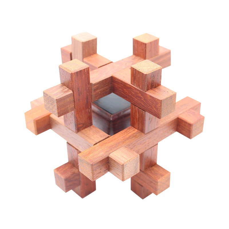 立体积木 笼中取锁 实木拼图 榫卯益智玩具 礼品礼物 环保无漆