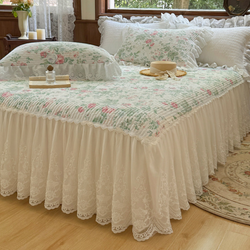 2024新款纯棉夹棉床罩单件带裙边公主风床裙式防滑加厚床单三件套,床上用品,床裙,淘宝优惠券,粉丝福利购,淘宝优惠卷