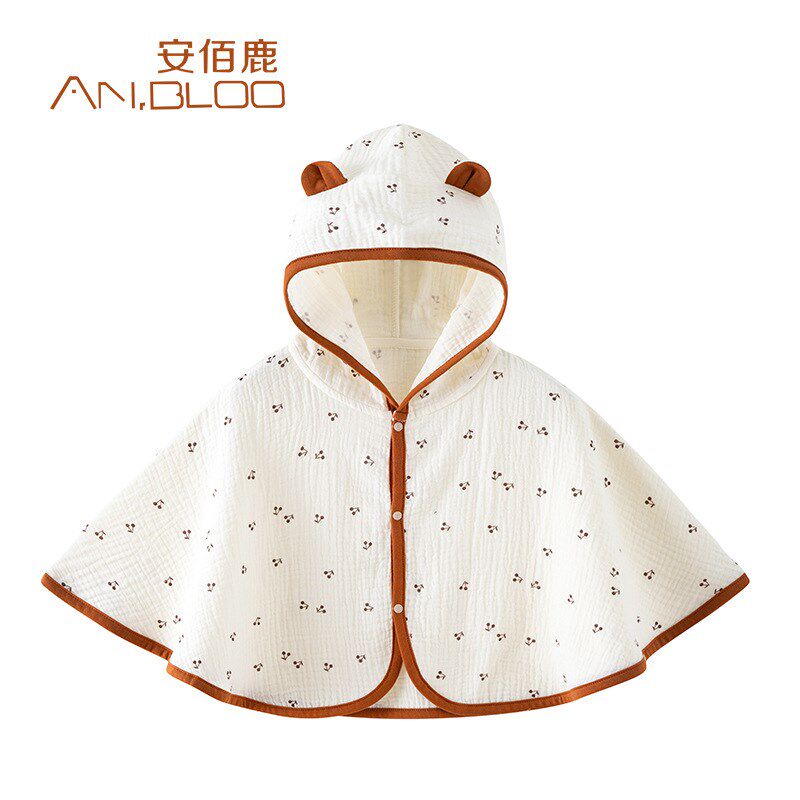 婴儿防晒斗篷透气纯棉网纱幼儿春夏薄款连帽宝宝夏天小童儿童披风