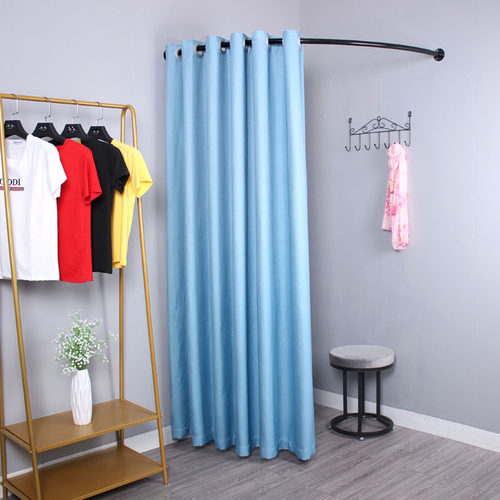 铁艺C型墙角试衣间门帘布帘服装店更衣室帘子简易试衣换衣帘架子