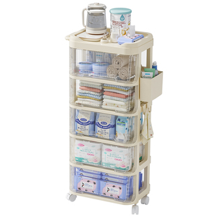 小推车零食置物架婴儿用品可移动收纳柜床边喂养台宝宝多层收纳层