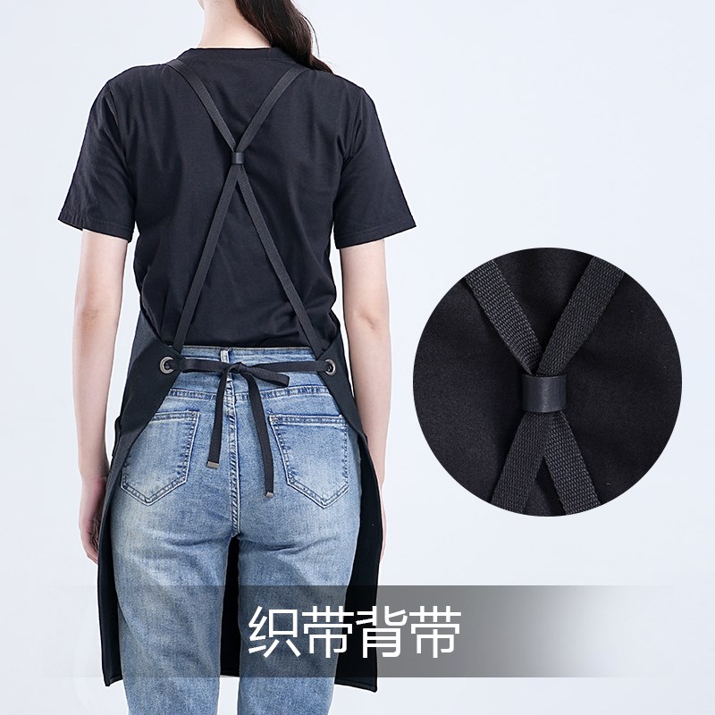 帆布背带围裙工作男咖啡师专用烘焙餐厅厨房定制logo印字2024新款
