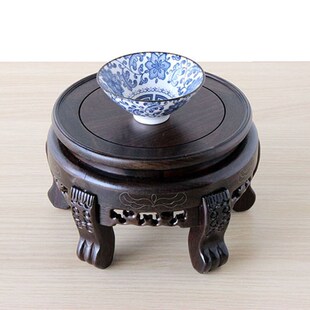 实木底座黑檀木落地大花瓶花盆鱼缸酒坛垫高摆件荷花缸加高木托架