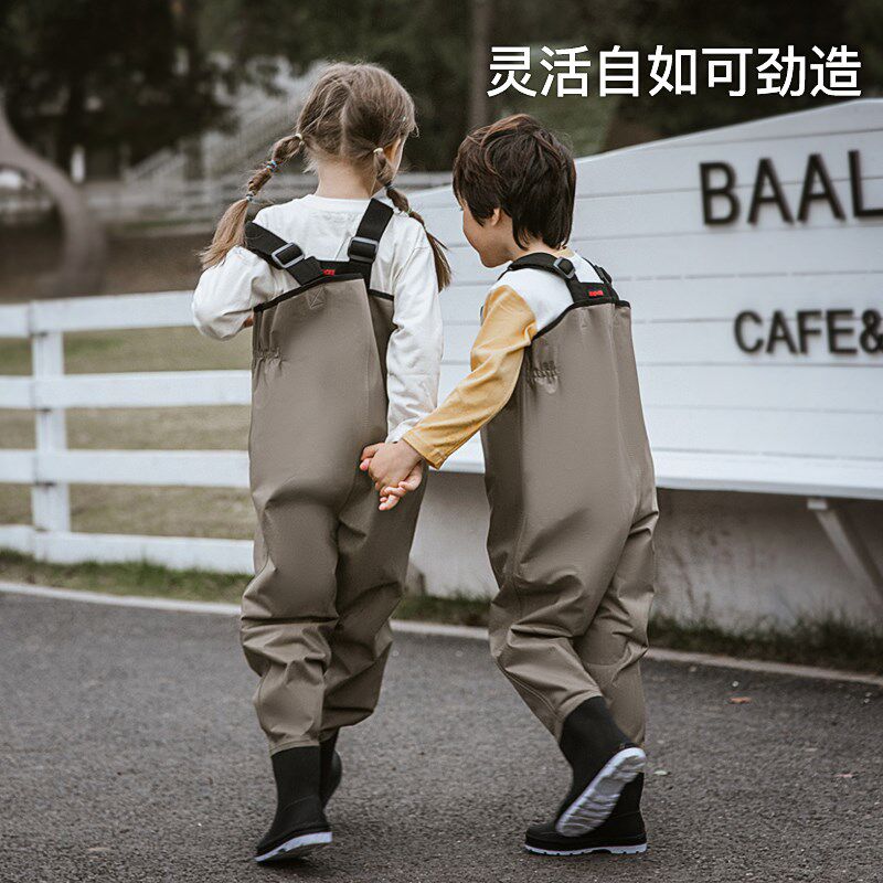 牧萌儿童玩水服连体下水裤赶海装备夏季透气防水男女小孩雨裤雨鞋