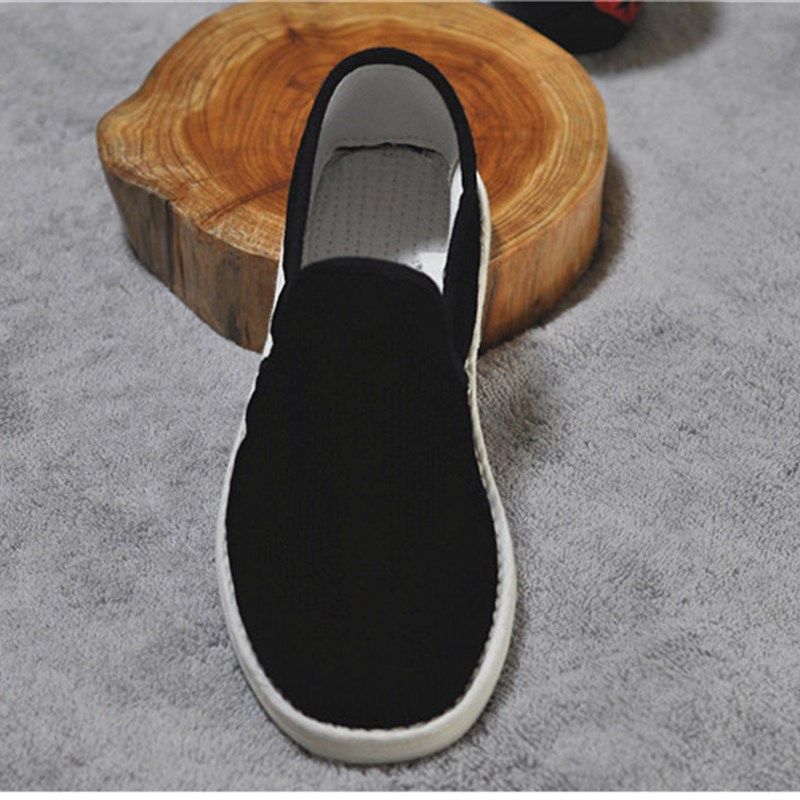 手工千层底秋季女鞋黑色条绒布鞋平底吸汗农村老布鞋学生妈妈单鞋