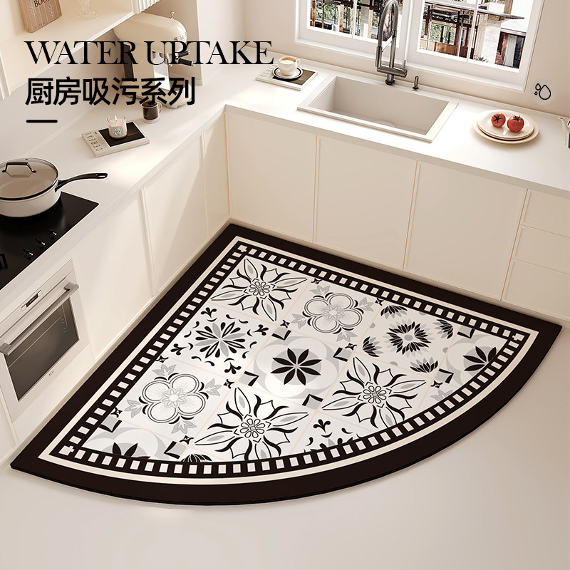 厨房硅藻泥地垫免洗防油防水防滑心形脚垫子吸水门口美式扇形地毯,居家布艺,厨房地垫,淘宝优惠券,粉丝福利购,淘宝优惠卷