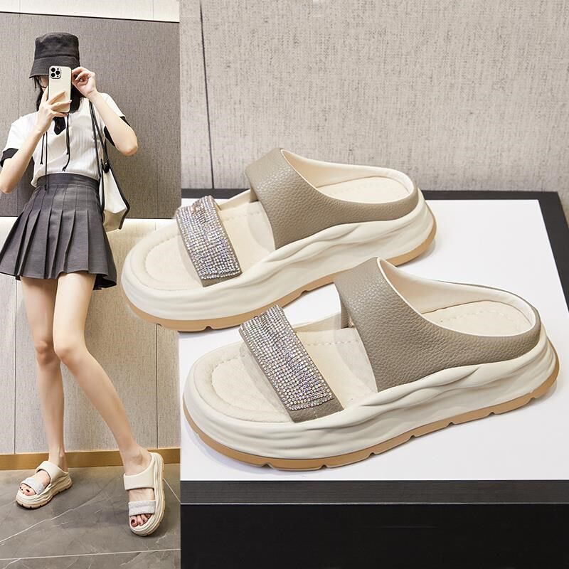 小码凉拖鞋女313233外穿松糕底夏天皮质舒服软底拖鞋漏脚趾凉鞋34