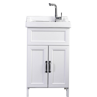 洗衣池一体柜阳台小户型家用带搓板加深陶瓷洗衣柜单柜洗衣盆小号