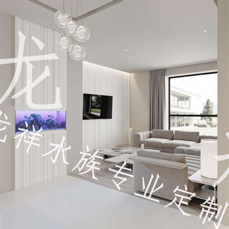 嵌入式鱼缸墙体上下柜鱼缸一面观赏左右墙体定做客厅鱼缸玄关屏风