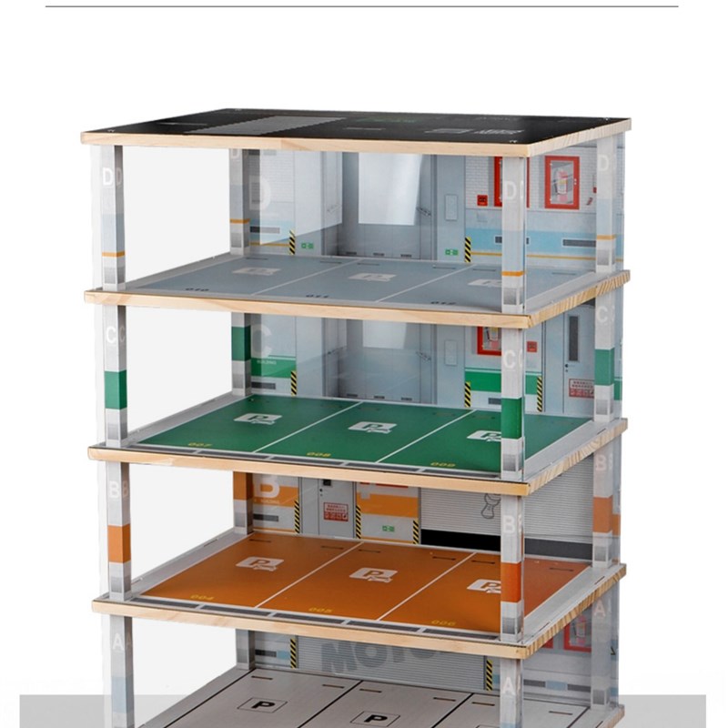 停车位场景 1:18 停车场模型 防尘展示收纳柜  多车位模型展示柜